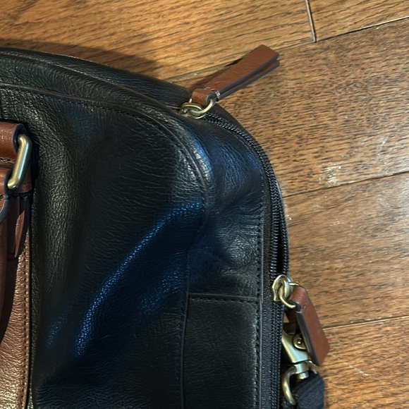 Unisex Fossil Leather Briefcase - Black/Brown- Excellent Condition - Picture 13 of 15